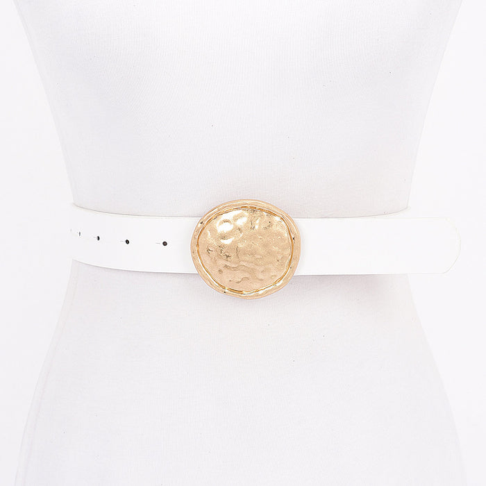 White Metal Buckle Pu Belt