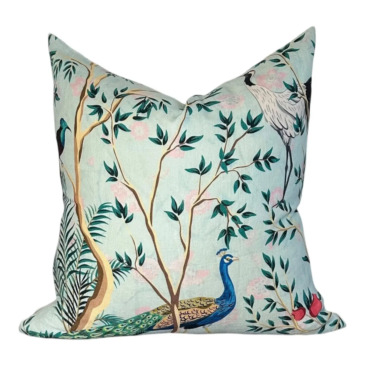 Peacock Paradise Linen Euro Pillow