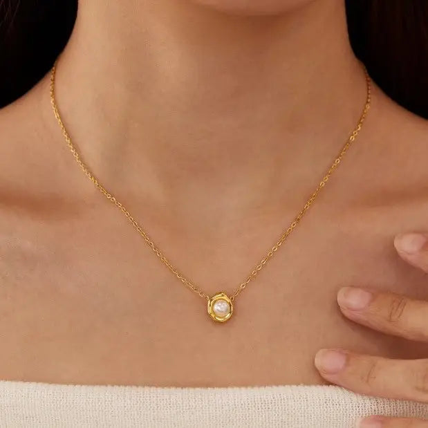 18K Stainless Steel Tarnish Free Pearl Necklace