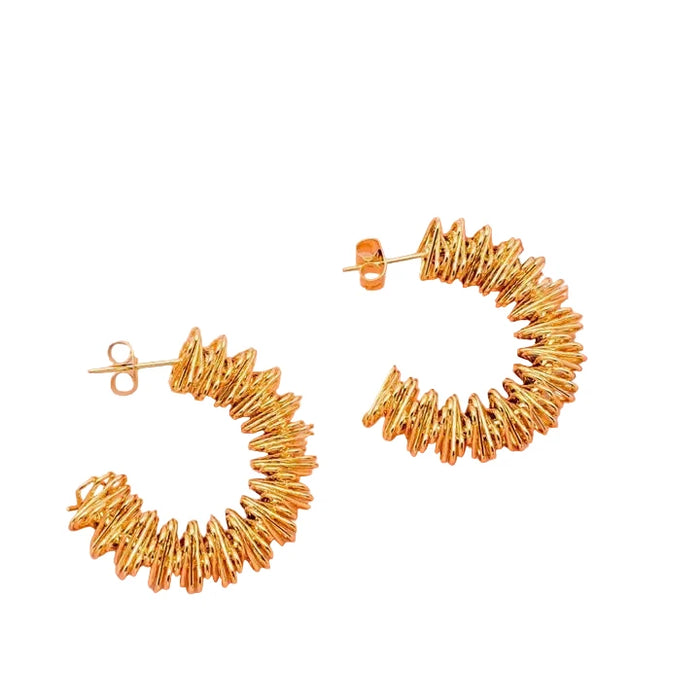 18K Gold Plated Stainless Steel Spring Hoop Earrings