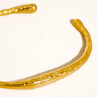 Ruvic 18K Gold Non-Tarnish Textured Open Cuff Bracelet