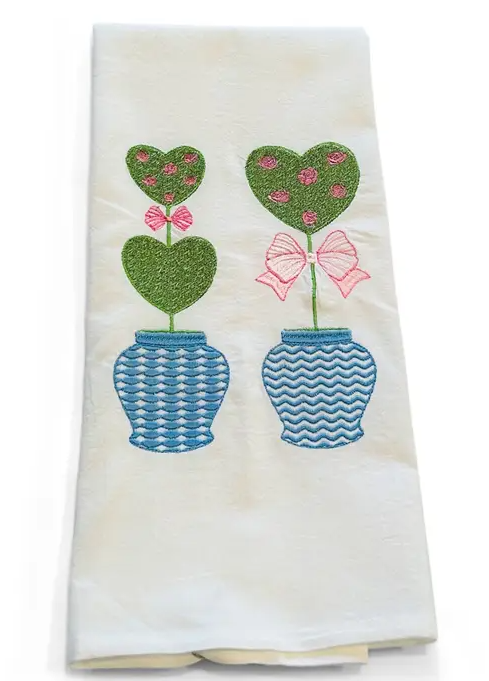 Heart Topiaries Towel White