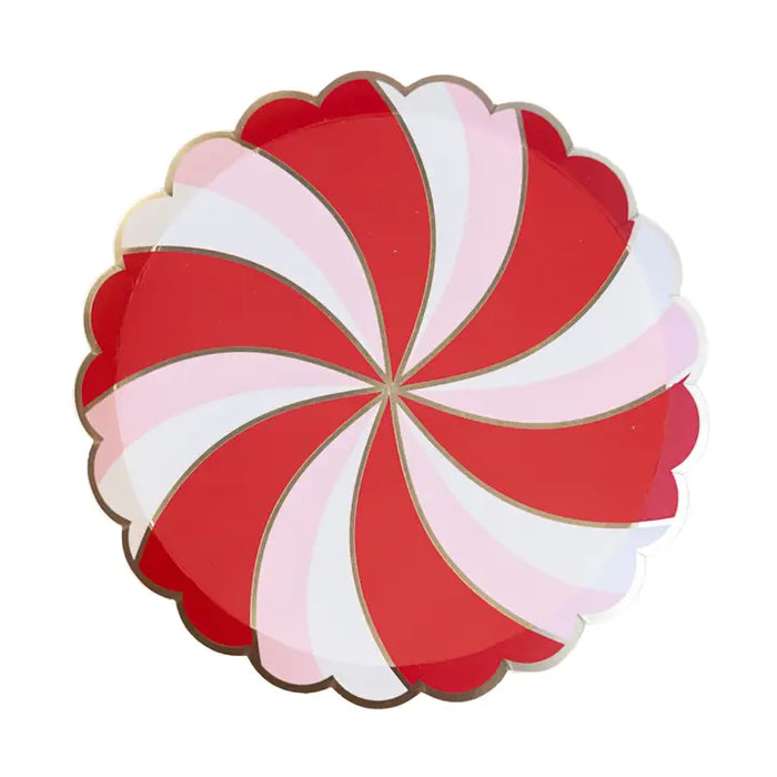 Christmas Peppermint Candy Small Scalloped Plates