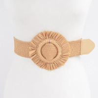 Raffia Faux Straw Elastic Belt