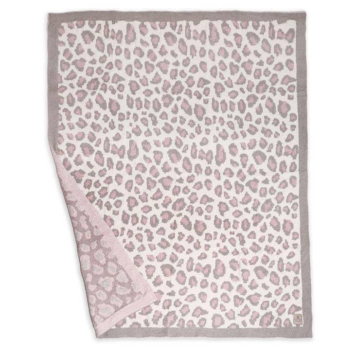 Pink/Grey Leopard Print Luxury Soft Throw Blanket