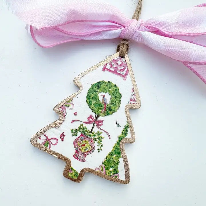 Pink Chinoiserie Topiary Tree Ornament