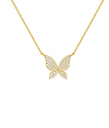 Pave Butterfly Pendant Necklace