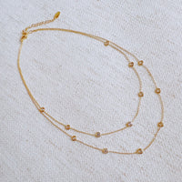 Crystal Bezel Station Layered Necklace