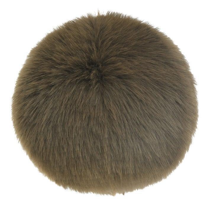 Brown Faux Fox Fur Throw Pillow