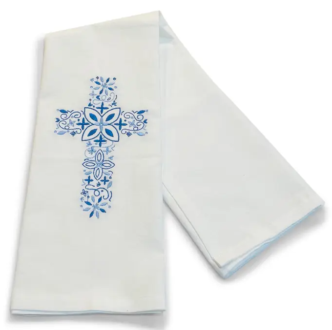 Blue Floral Cross Towel