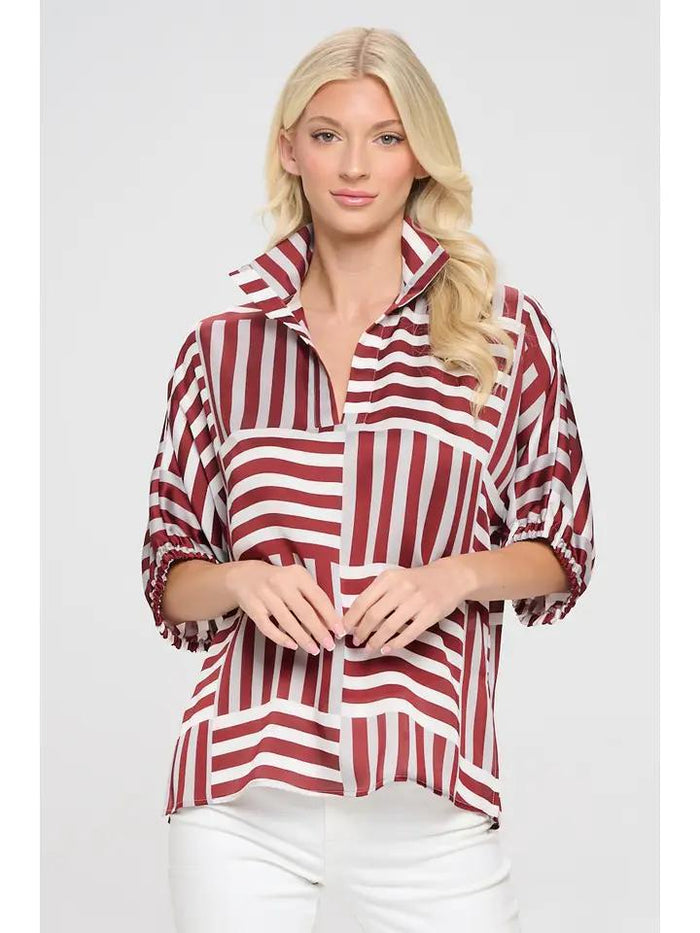 The Crimson Stripes Top