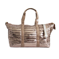The Cassie Weekender Puffer Duffle Bag Gold Metallic