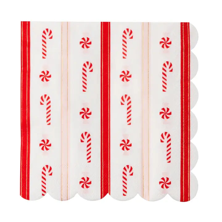 Christmas Peppermint Candy Large Scalloped Napkins