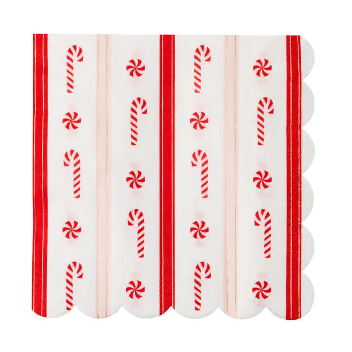 Christmas Peppermint Candy Large Scalloped Napkins
