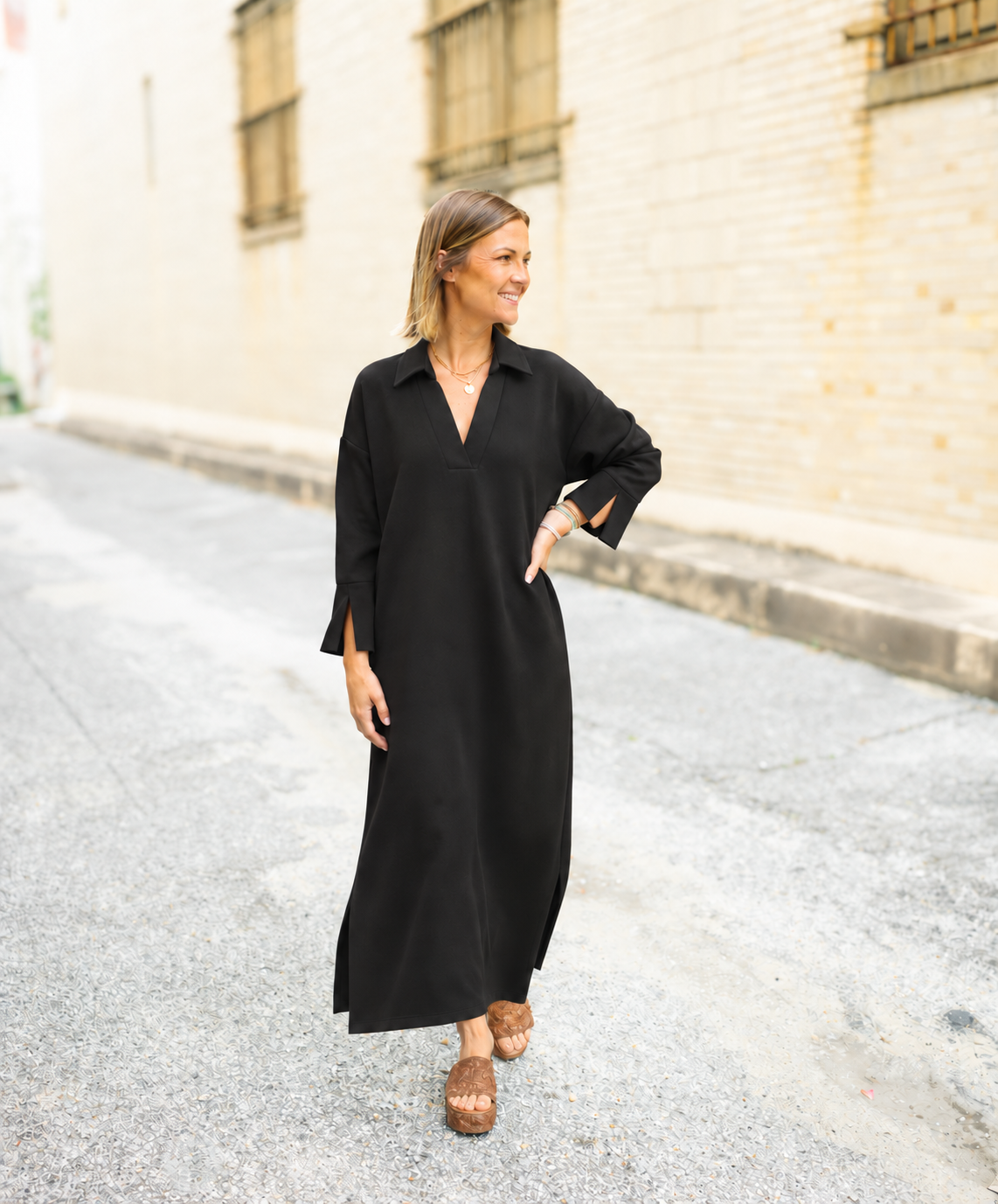 The Amber Glow Dress in Black