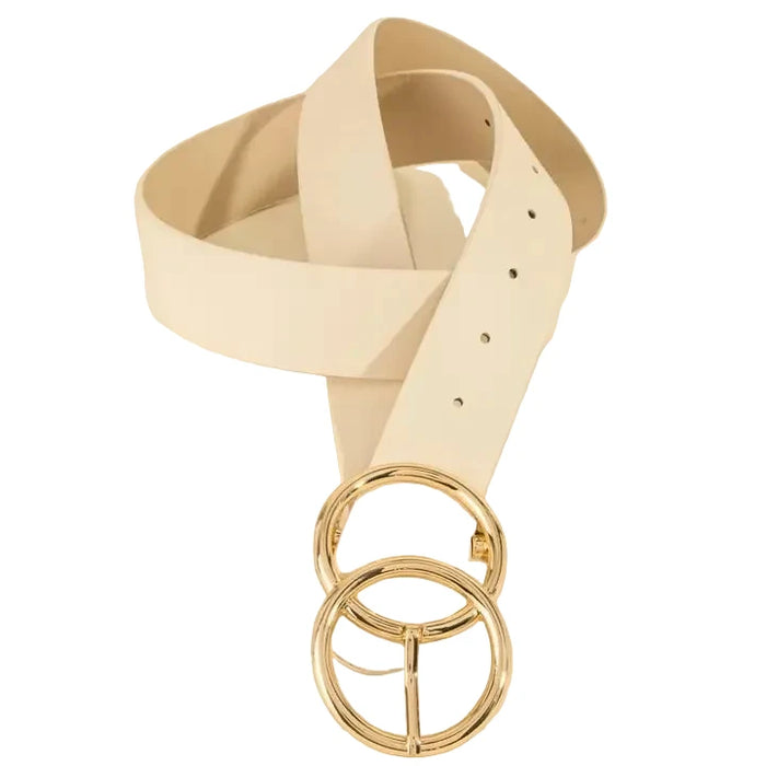 Double Hoop Buckle Vegan Leather Belt