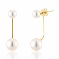 Modern Dual Pearl Drop Earrings – Minimal Gold Accent Design