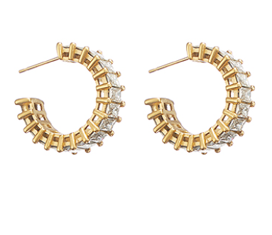 Pave Stainless Steel Hoops