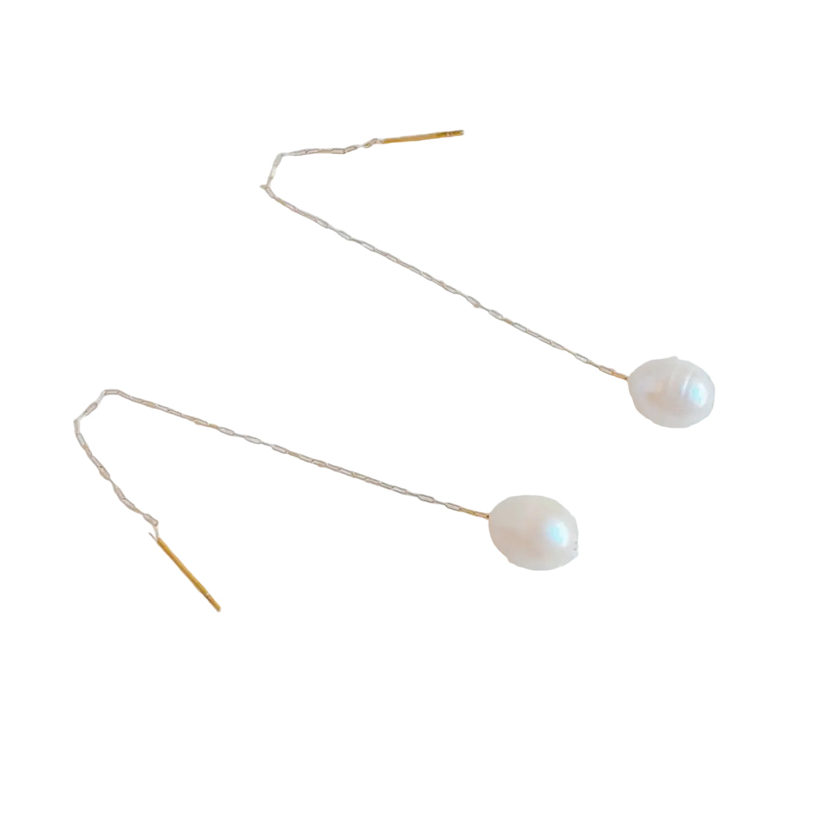 Freshwater Pearl Dainty Chain Earrings