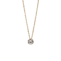Diamond Drop Necklace - 10mm Round Stone Stainless Steel