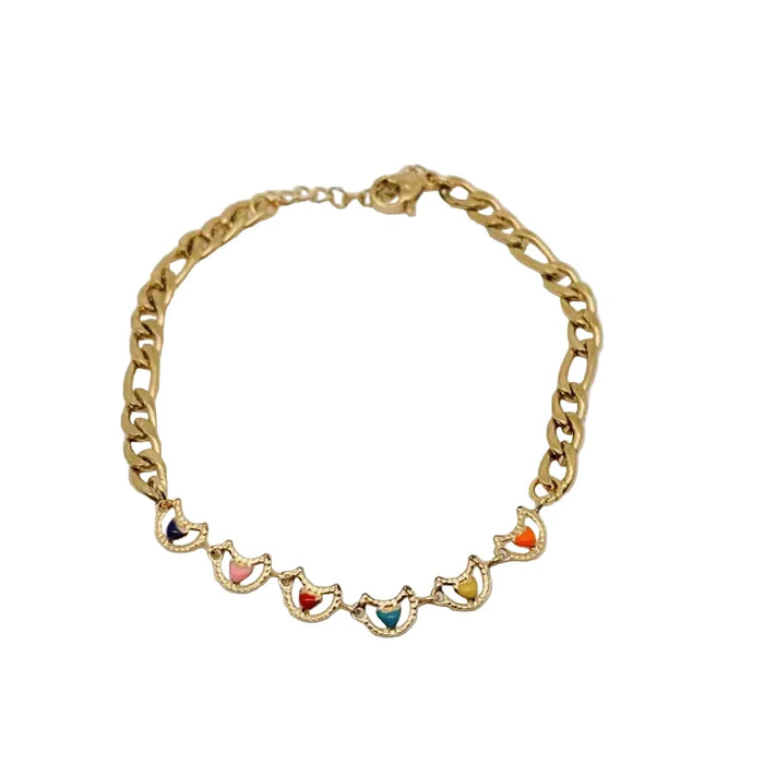 Half Moon Colorful Golden Stainless Steel Bracelet