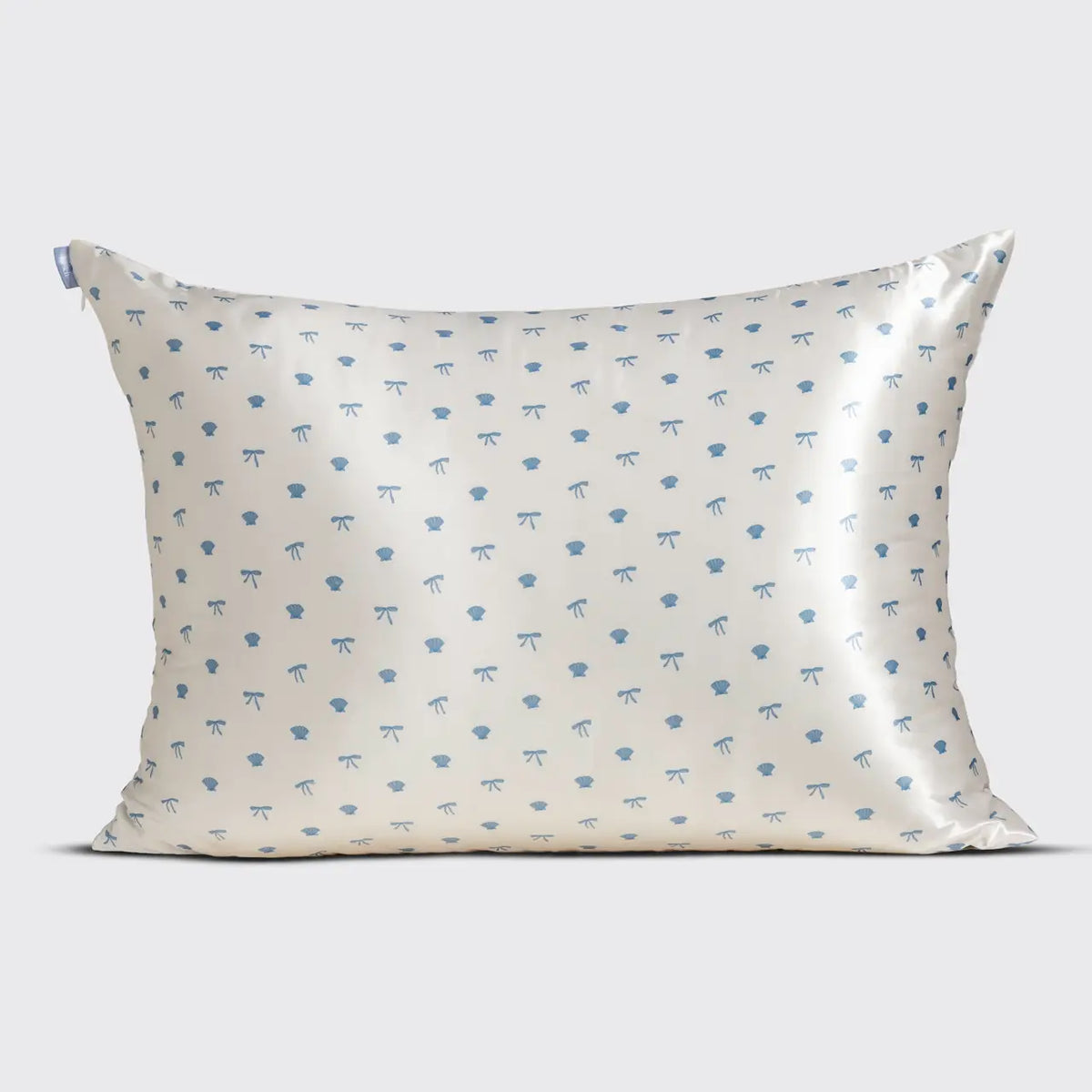 Kitsch: Standard Satin Pillowcase - Pearlized Cream & Coastal Blue Print