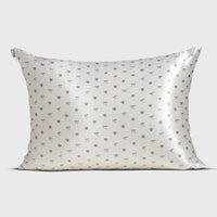 Kitsch: Standard Satin Pillowcase - Pearlized Cream & Coastal Blue Print