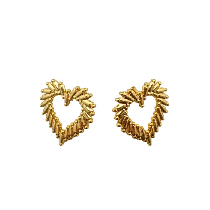 18K Gold-Plated Stainless Steel Hollow Heart Earrings