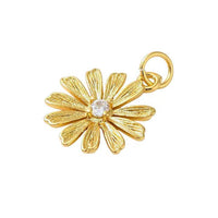 Gold Flower with Rhinestone Center Charm