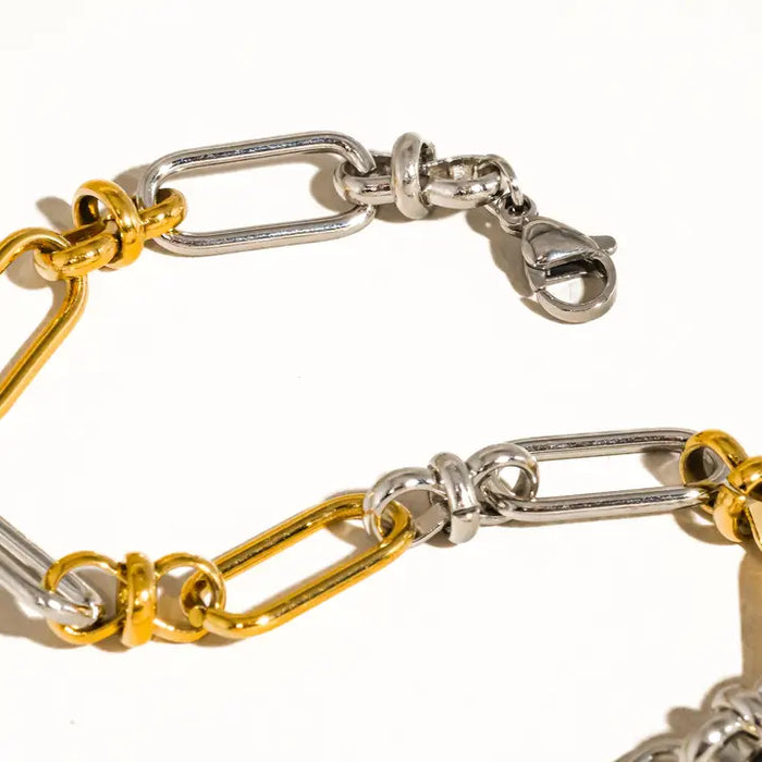 Matin 18K Gold Non-Tarnish Two Tone Chain Bracelet