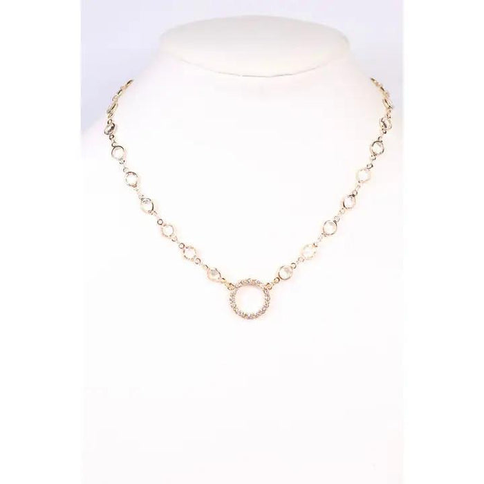 Walker Crystal Necklace with Circle Gold