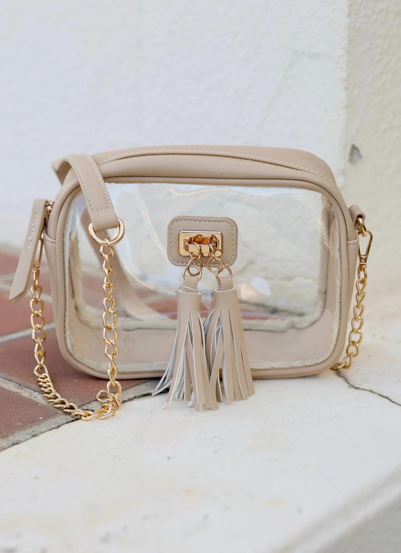 Caroline Hill Addison Clear Crossbody Purse Nude