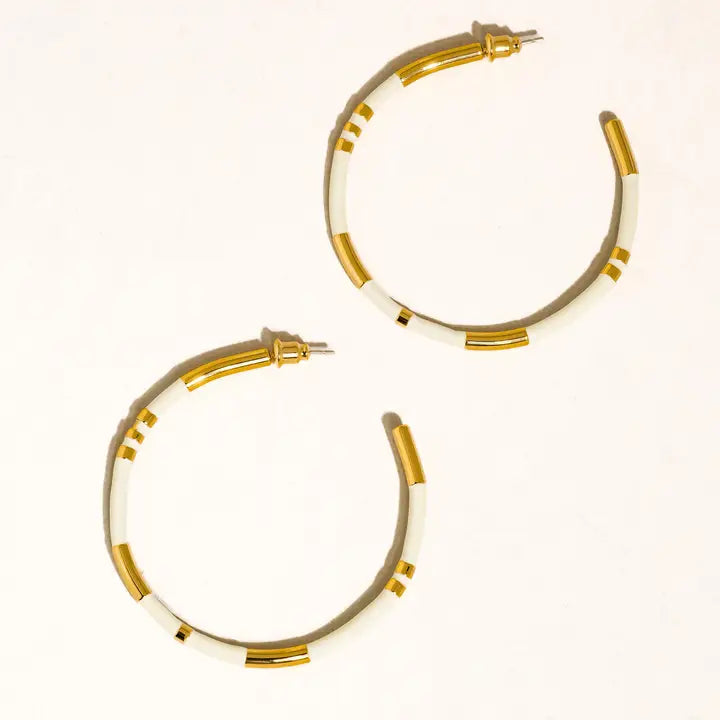 Dallin 18K Gold Large Enamel C-Hoop Earring