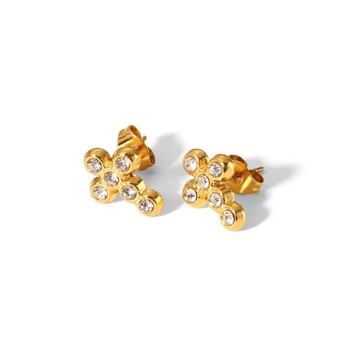 18K Stainless Steel Tarnish Free Cross Earrings