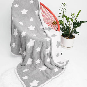 Grey Star Print Luxury Soft Throw Winter Blanket