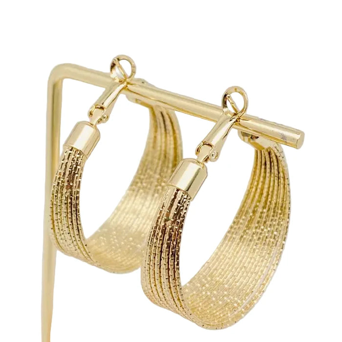 Golden Multi-Layer Coil Hoop Earring
