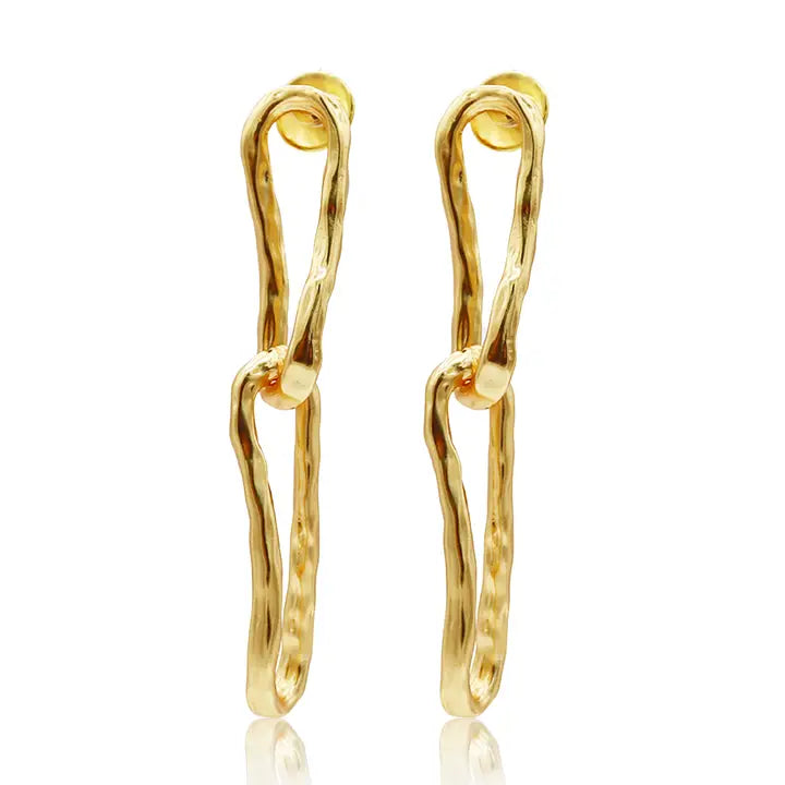 Karine Sultan: Organic Link Drop Earrings - 24K Gold Plated