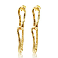 Karine Sultan: Organic Link Drop Earrings - 24K Gold Plated