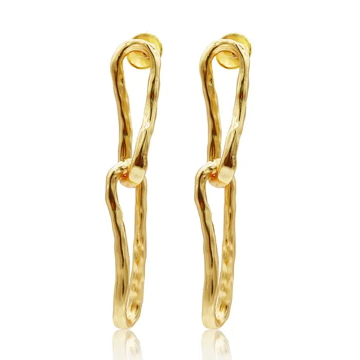 Karine Sultan: Organic Link Drop Earrings - 24K Gold Plated