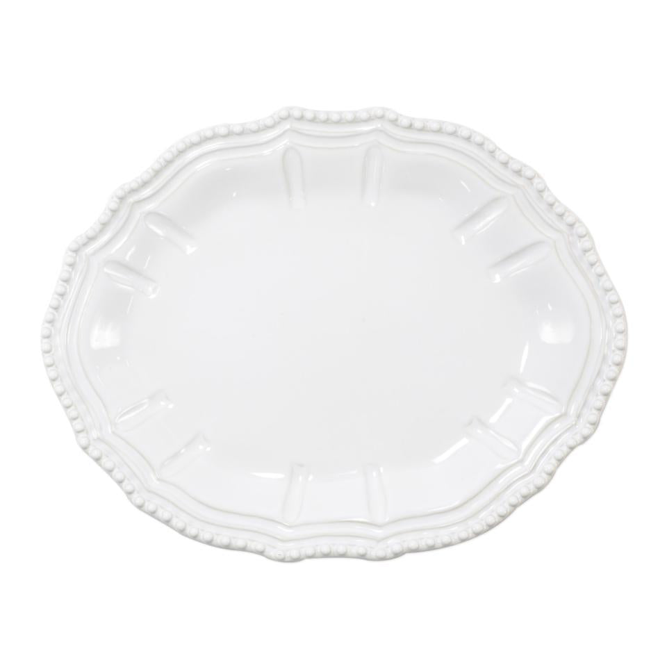 Vietri Incanto Stone White Baroque Small Oval Platter