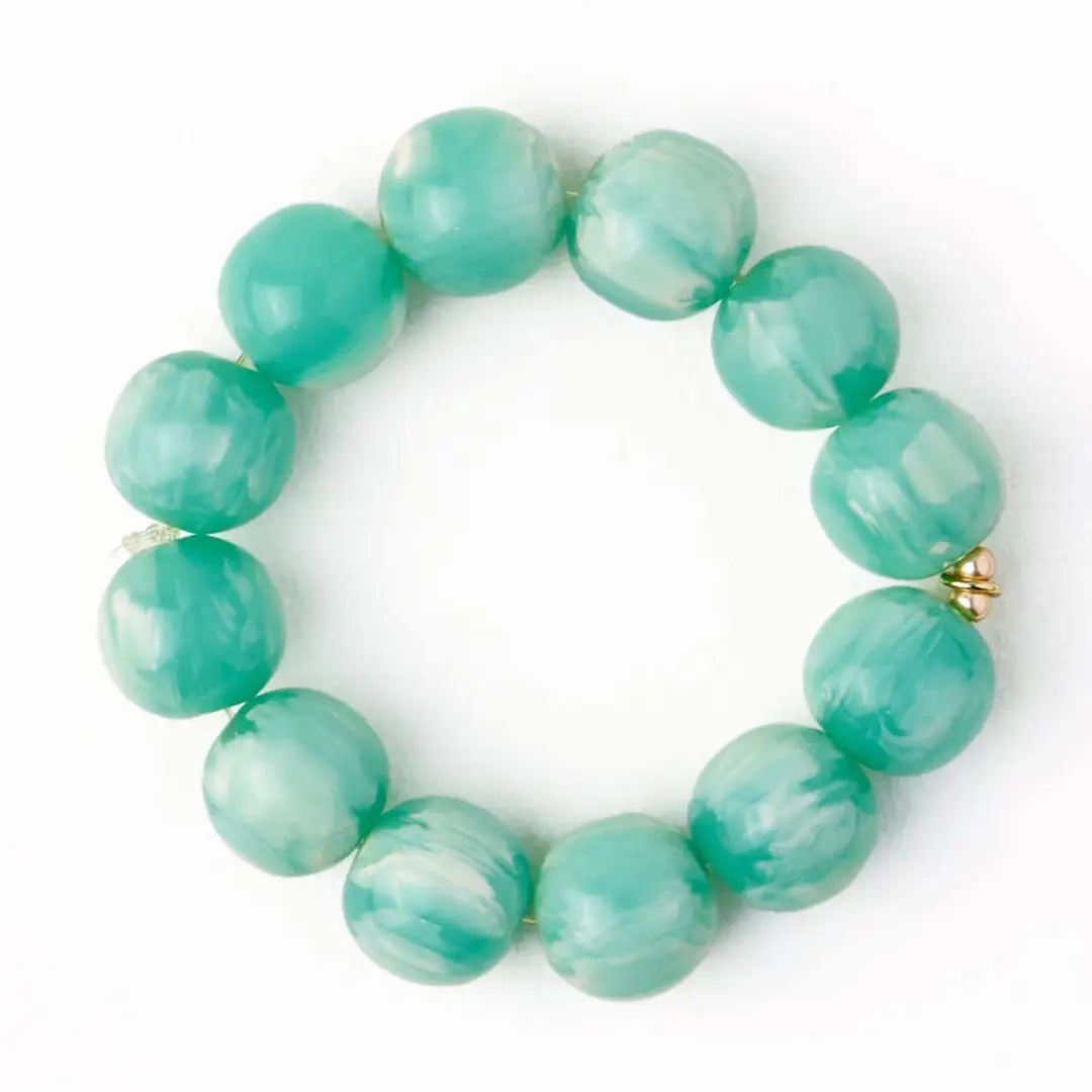 Cece Large Resin Bead Bracelet Aqua