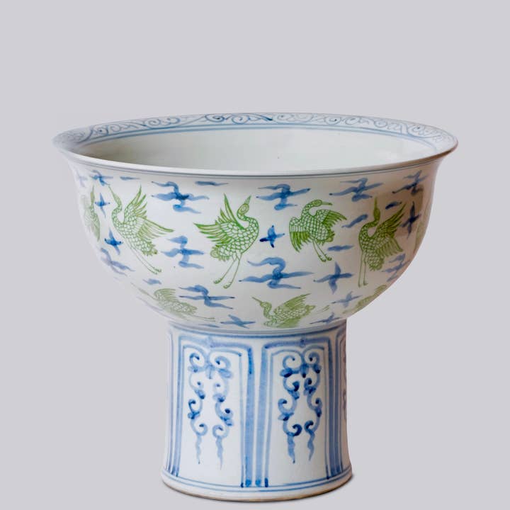 Crane and Clouds Large Footed Bowl