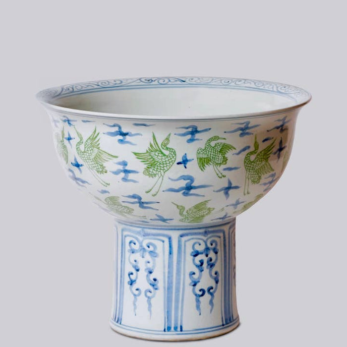 Crane and Clouds Large Footed Bowl