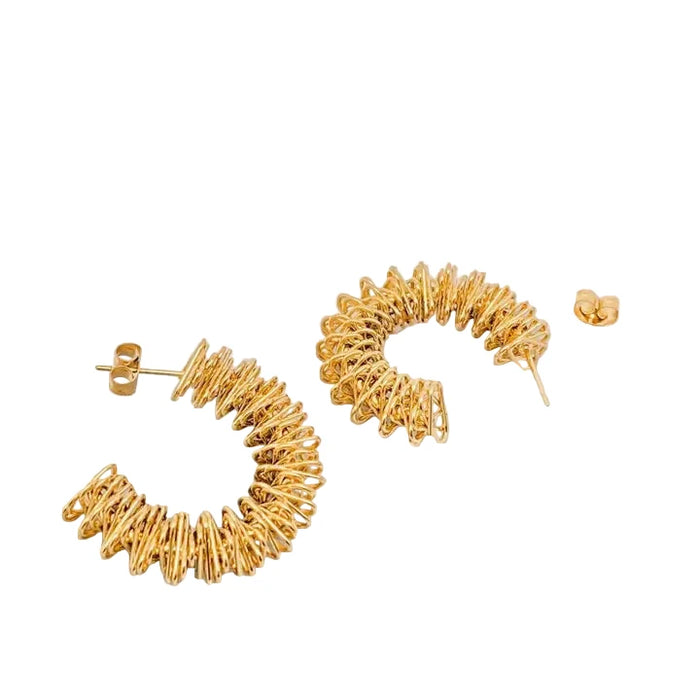 18K Gold Plated Stainless Steel Spring Hoop Earrings