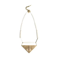 Geometric White Stone and Brass Triangle Necklace