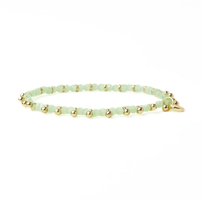Kami Crystal with Brass Charm Stretch Bracelet Mint + Gold