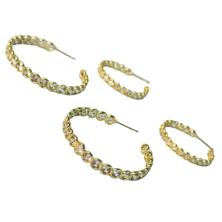 Floating Bezel Crystal Hoop Earrings