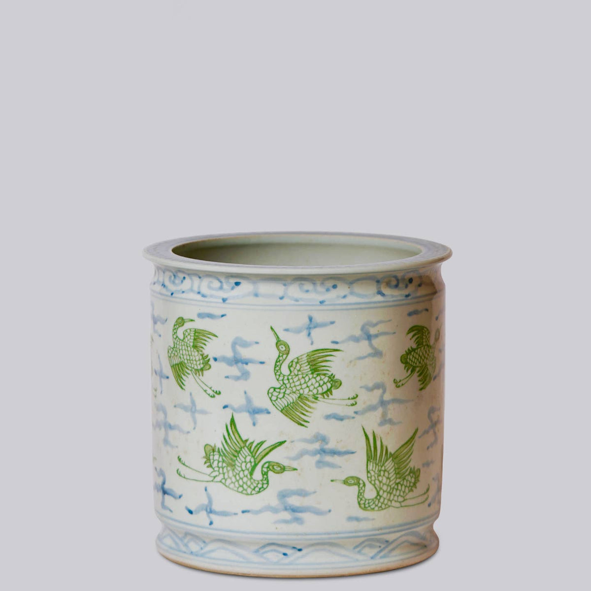 Cranes and Clouds Porcelain Cachepot