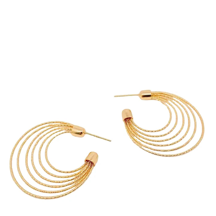 Gold-Plated Multi-Layer Metal Wire Hoop Earring