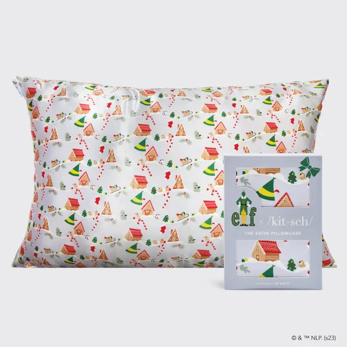 Kitsch:Elf X Kitsch Satin Pillowcase- Periwinkle Christmas